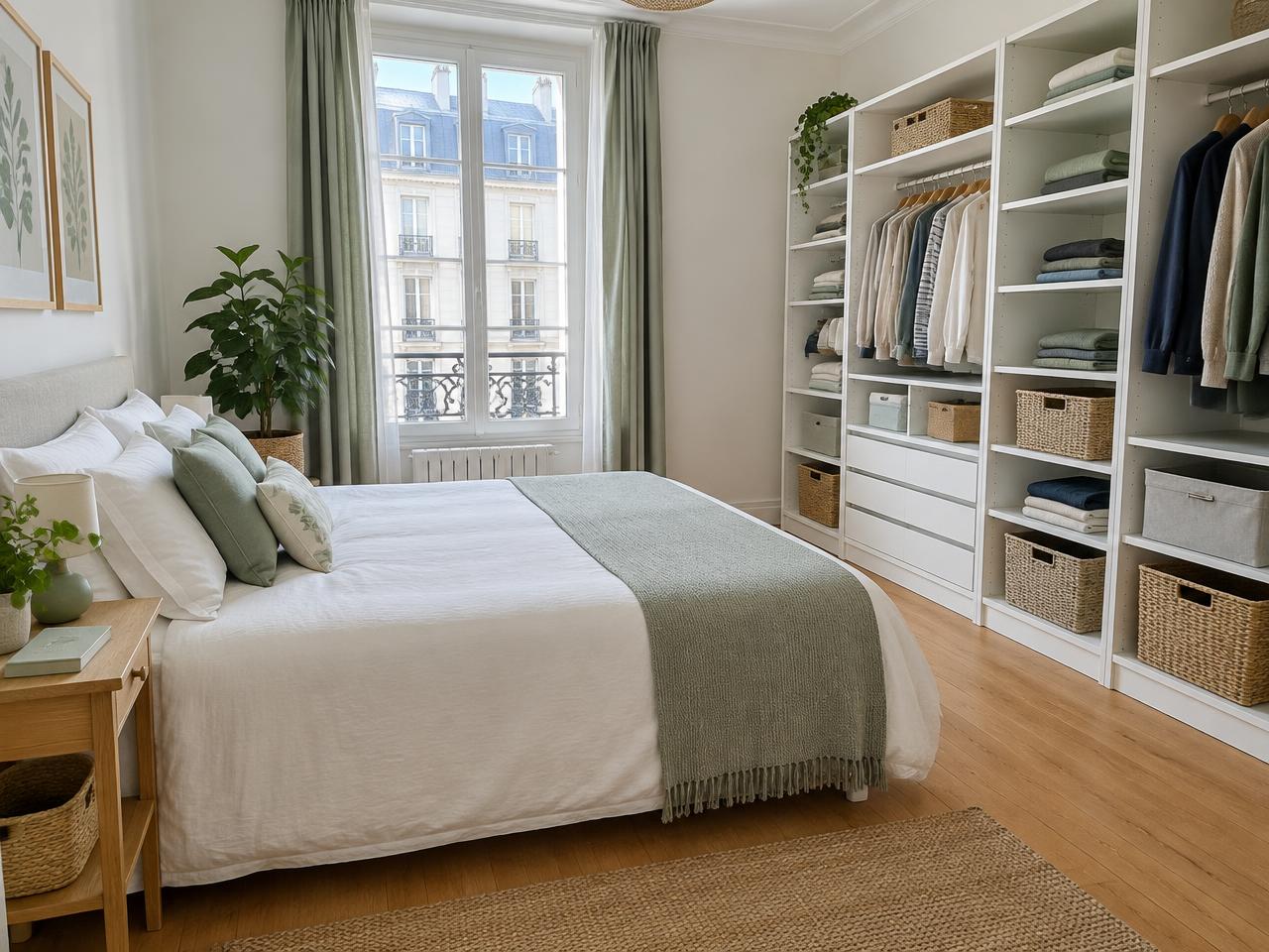 Chambre avec dressing organisé